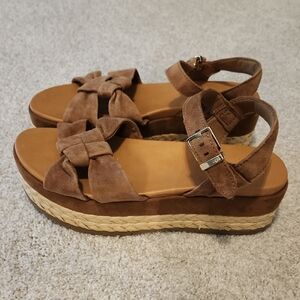 UGG Tan Suede Platform Sandals